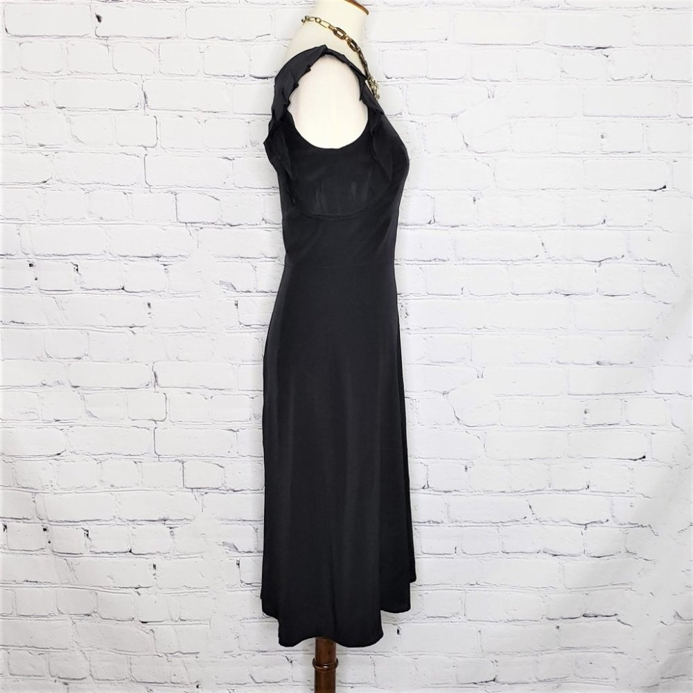 NWT J.PETERMAN Black Flutter Sleeve Silk Dress, Size 2 - Picture 3 of 8